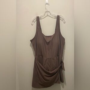 SHEWIN Sleeveless Tie-Side Swim Dress Brown Women’s Size 3X Plus Size One Piece